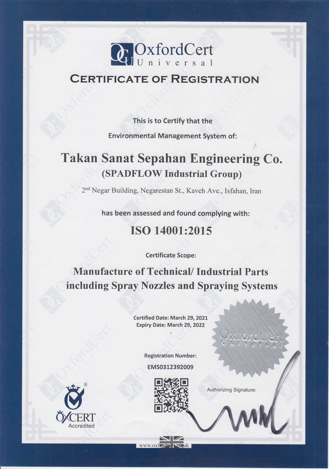 Spadflow ISO  14001 2015